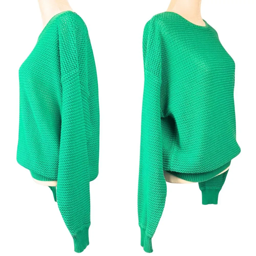Vintage St. Croix Knits Josef‎ Duran Sweater Womens Open Knit Large Green USA